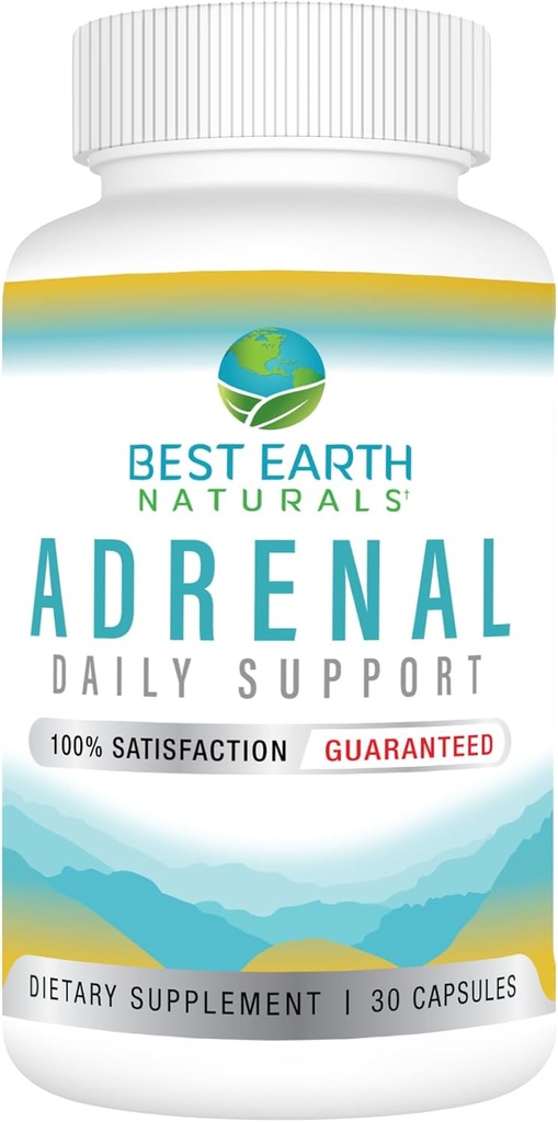 Best Earth Naturals - Adrenal Support for Adults - Holy Basil, B C Vitamins, L-Tyrosine, Rhodiola Rosea Root, Ashwagandha Supplements for Cortisol Manager Support - 30 Day Supply