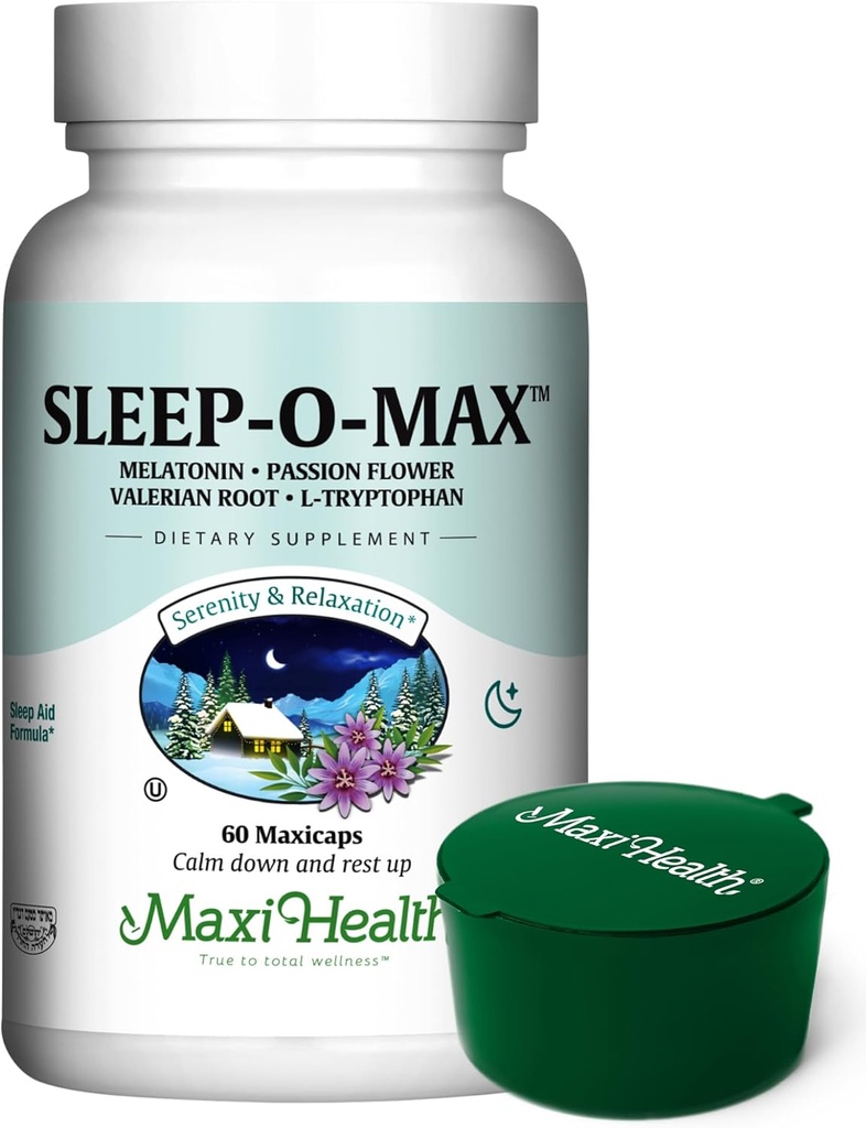 Maxiの健康の自然な睡眠の補足のValerian Root、Melatonin、Triptophan、Passionflower -緑のPillboxの大人のためのカルムの睡眠サポート方式