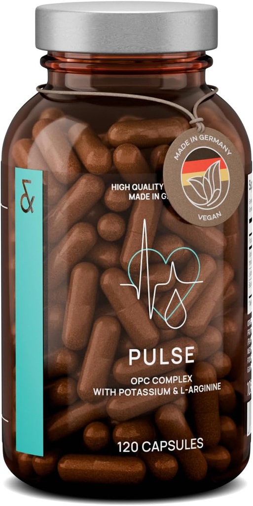 グレープ種子エキス、L-アルギニン、ブラックガーリックエキス&カリウム - 120カプセルのプレミアム血圧サポートサプリメント