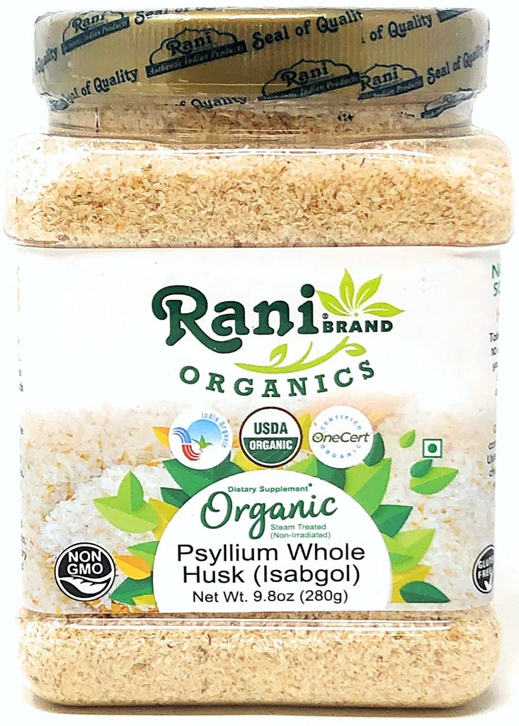 Rani Organics Psyllium 全ハスクパウダー(Isabgol)、食物繊維サプリメント、USDA Organic 9.8oz(280g) PETジャー ～ オールナチュラル | 完全菜食主義者 | ヘルツンフレンドリー | 非GMO | インドの起源