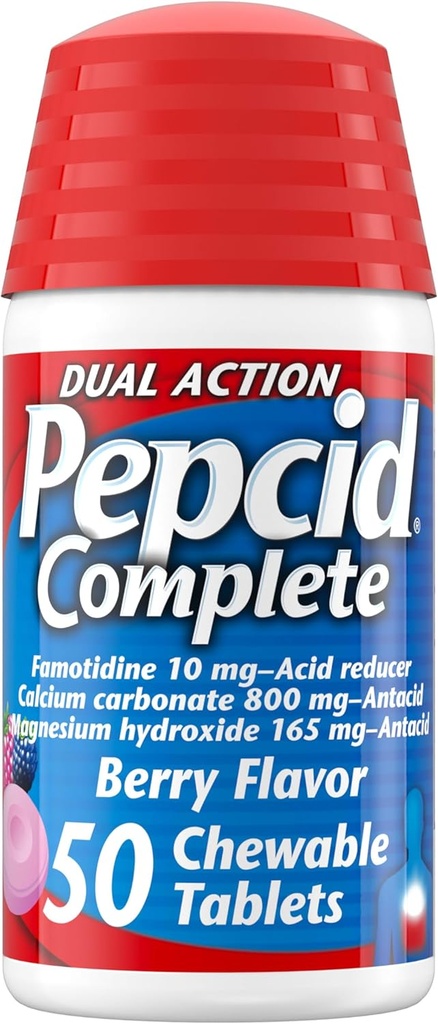 Pepcidの完全な酸の減力剤+AntacidのChewableタブレット、Heartburnの救助、ベリー、50のct (パッケージ5月Vary)