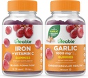 ビタミンC +ニンニク1000mg、グミーズバンドル - 偉大なテイスティング、ビタミンサプリメント、グルテンフリー、GMOフリー、Chewable Gummy