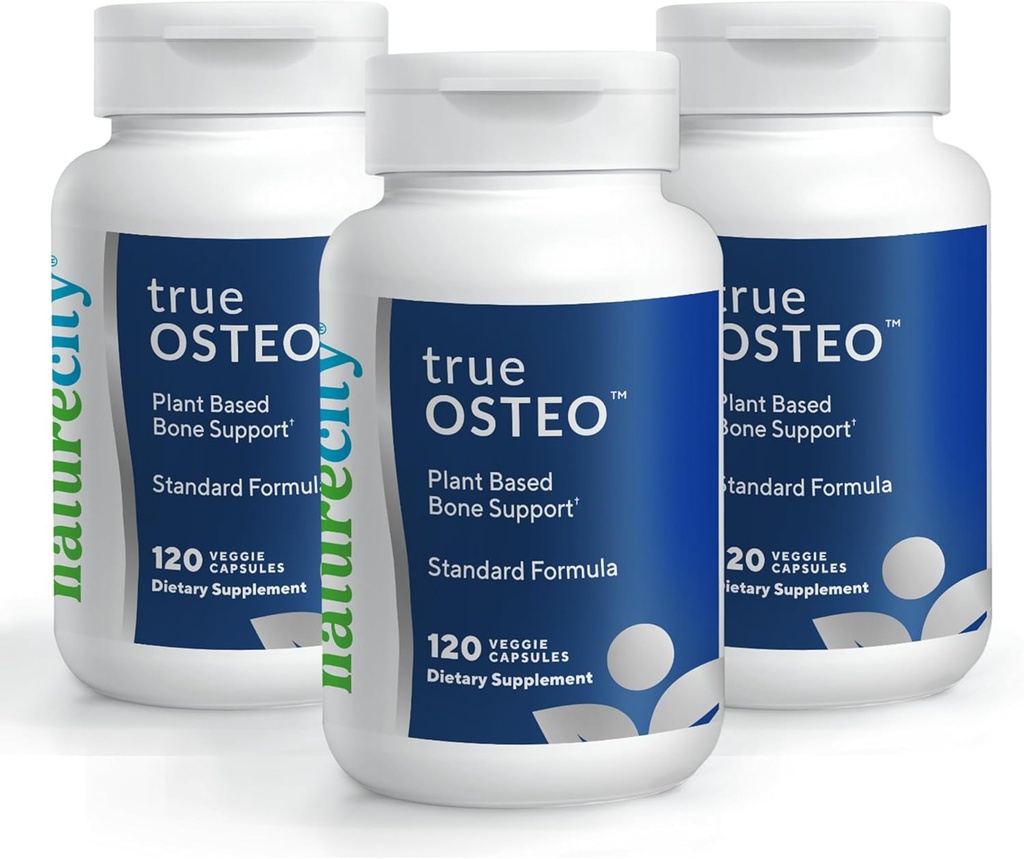 NatureCity True-Osteo プラントベース 骨強度用サプリメント | AlgaeCal カルシウム&マグネシウム、植物由来ビタミンD3、ビタミンK2、シリコン|胃の亀裂(360カプセル)