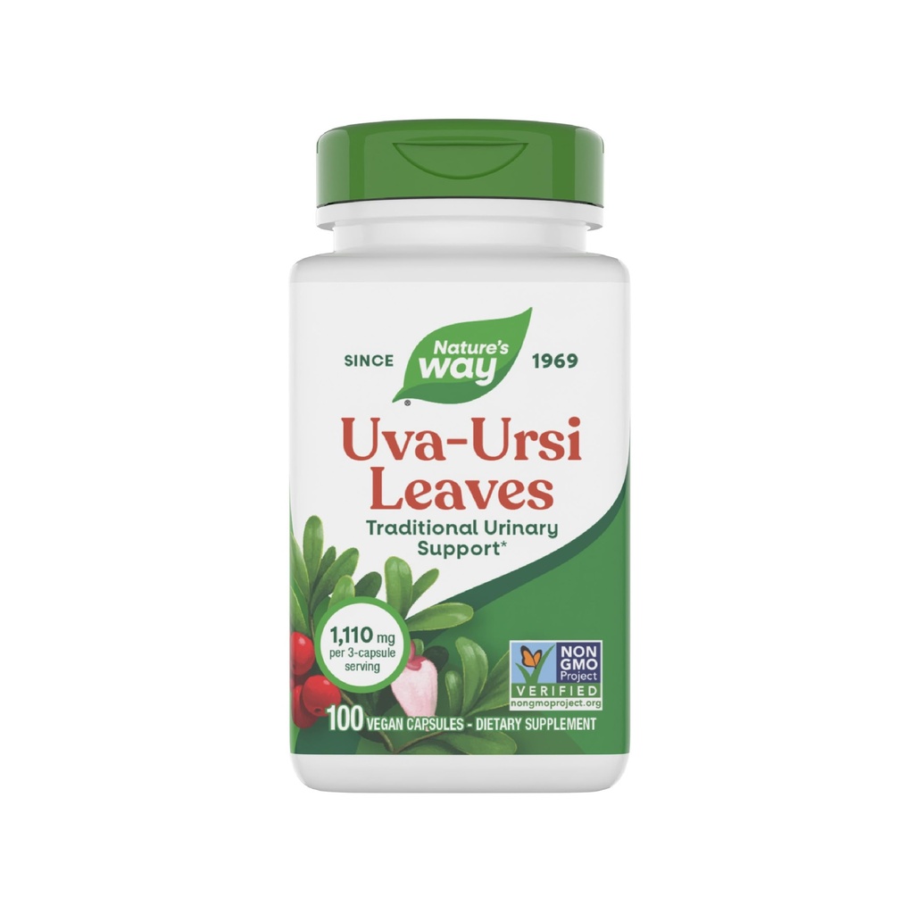 Nature's Way Uva Ursi Leaves, 伝統的な尿サポート*, 1,110 mg / 3-カプセルのサービング, 非GMOプロジェクト検証, ハーブの栄養補助食品, グルテンフリー, 100 ビーガンカプセル (パッケージ 5 月 Vary)