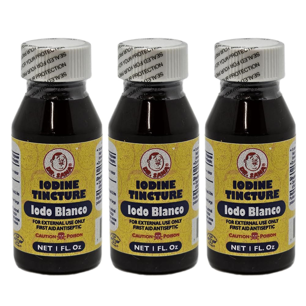 脱色されたヨウ素のチンチ。 マイナースクレープ、カット、ブルース、バーンのファーストエイド防腐剤。 1 fl.oz。 3パック