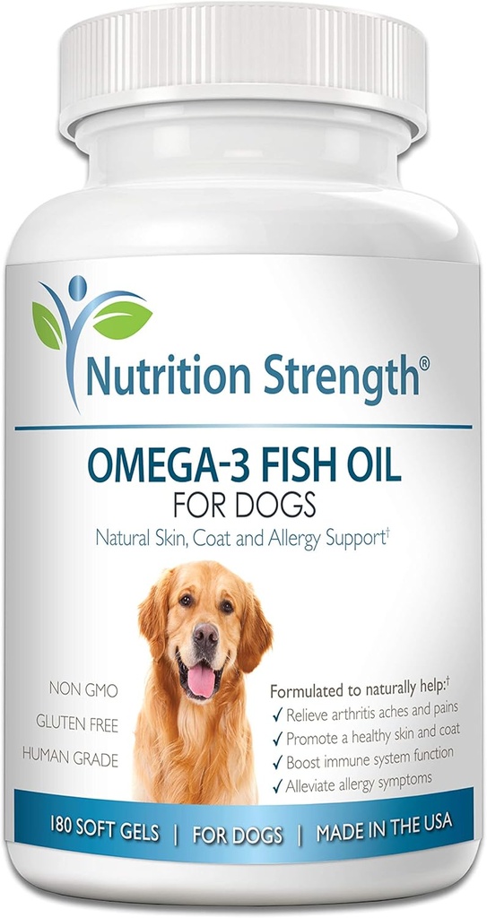 Omega 3 魚油 心のための EPA および DHA 脂肪酸の犬のための柔らかいゲル、皮、コート及びアレルギー サポート、ヒップ及び接合箇所及び関節炎の犬の補足、180 の柔らかいゲル