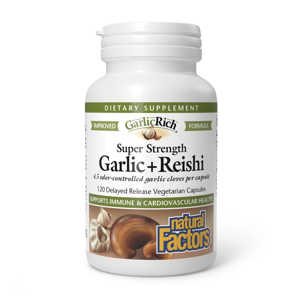 自然な要因 GarlicRich、極度の強さのニンニク+ Reishi、120は解放のベジタリアンのカプセルを遅らせました
