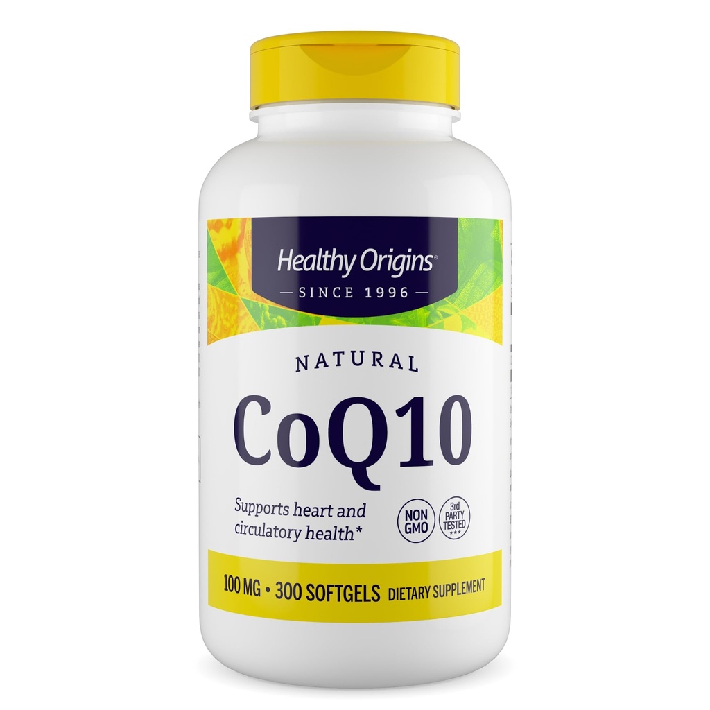 健康な起源® CoQ10 100 mg – 自然トランスイソマーUbiquinone – イースト発酵, 心臓の健康をサポート & 細胞エネルギー – 非GMO 300 Softgels
