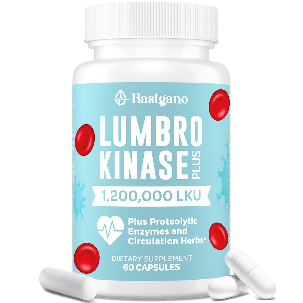 Lumbrokinaseの補足、1.2,000,000 LKU - 120mgのカプセル、プロテオリンの酵素および草のブレンドとの有効なNatokinaseの代わり