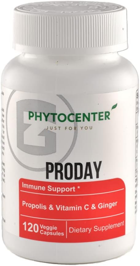 プロポリス、ビタミンC、ジンジャー、イラクサ、ブラックシード(Vcaps)によるPRODAY免疫サポートサプリメント