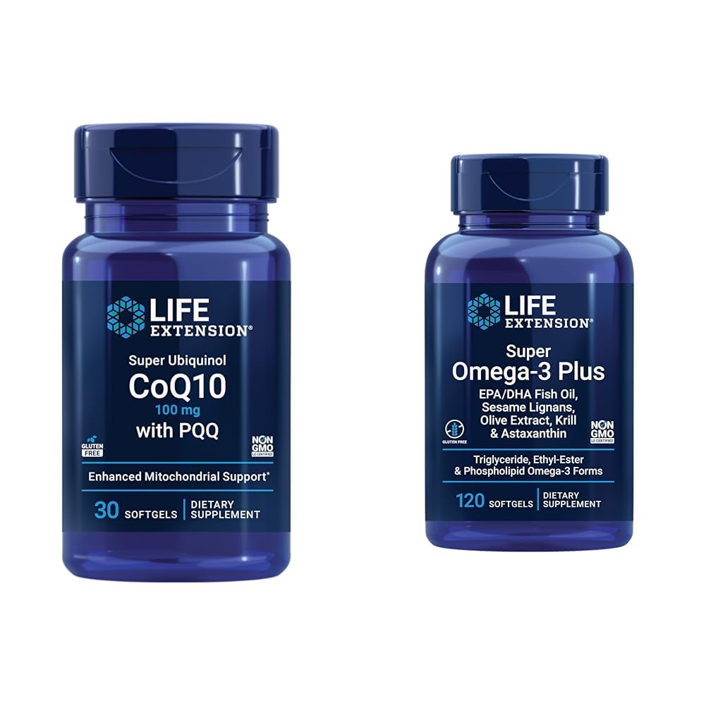 ライフエクステンションスーパーUbiquinol CoQ、CoQ10、PQQ&スーパーオメガ3プラスEPA / DHAフィッシュオイル、Sesame Lignans