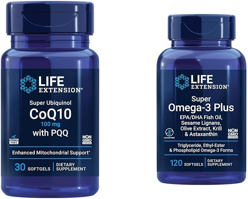 ライフエクステンションスーパーUbiquinol CoQ、CoQ10、PQQ&スーパーオメガ3プラスEPA / DHAフィッシュオイル、Sesame Lignans