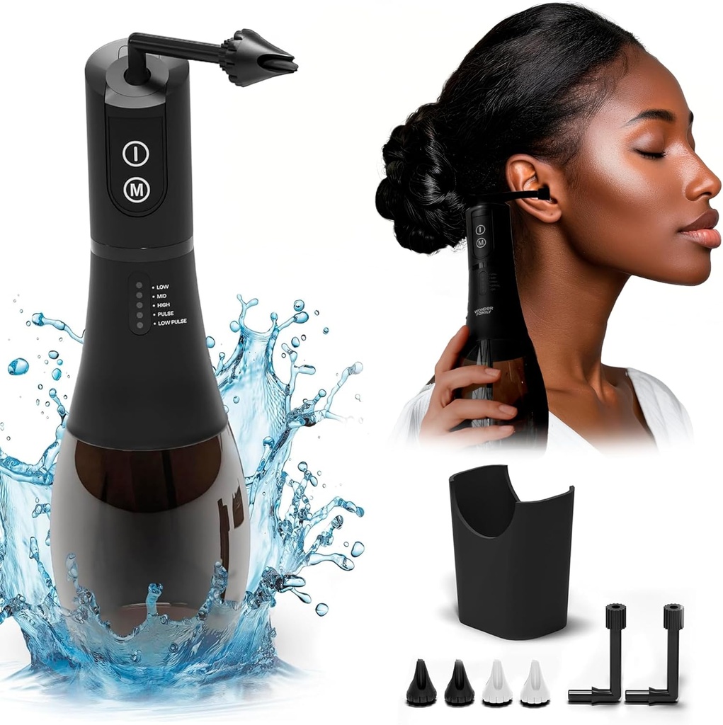 耳のワックスの取り外しのキットFSA HSAの適性および耳のクリーニングのキット - 5つの圧力モード、タイマー-安全及び使いやすい - 4つのノズルが付いている耳の潅漑のキット、洗濯の洗面器、ケーブル、貯蔵袋- IPX7 Earwaxの取り外し