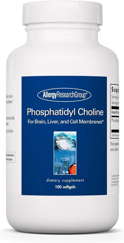 アレルギー研究グループPhosphaditylコリン - 脳と肝臓の健康のためのPhosphaditylcholineサプリメント、焦点と記憶のための大豆レシチンエキス、カプセルごとの385mg - 100 Softgels