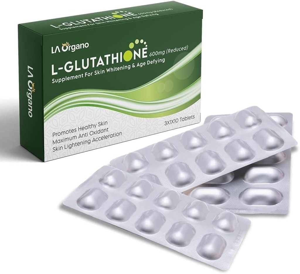 L Glutathione Tablets for Healthy, Brightening & Radiant Skin for Men & Women with Vitamin C Pack of 1 (30 Tablets)