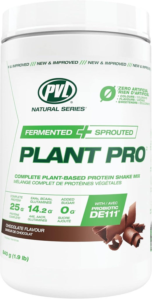 PVL植物のプロ、加えられた酵素、自然なチョコレート、840グラムが付いている高い蛋白質の植物ベースの蛋白質のシェークの組合せ