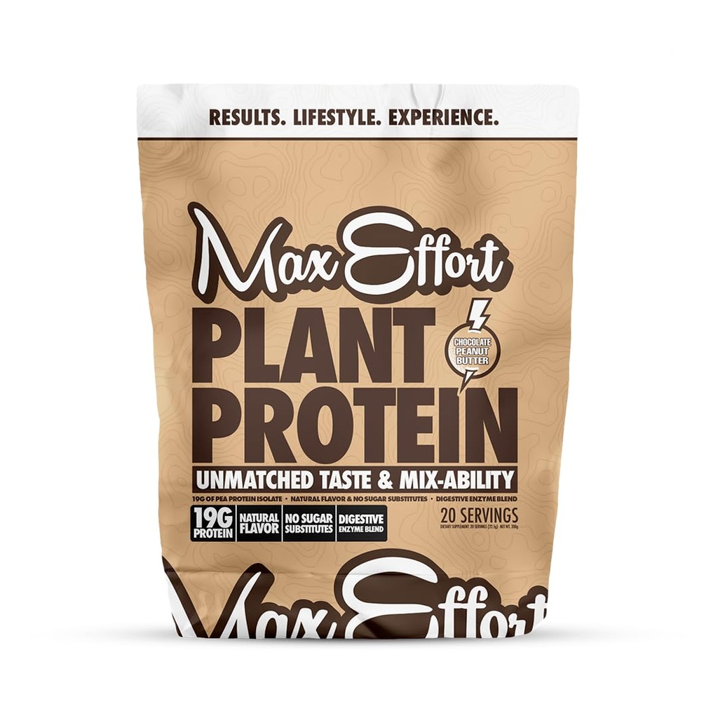 MAX EFFORT植物蛋白質の粉、19 G のエンドウ豆蛋白質、植物は、グルテンフリー、低カルブ、蛋白質の揺れかスムージー ミックス、食事の取り替え、心配無し、砂糖の置換物無し、チョコレートピーナツのバター、20 Srvg を基づかせていました