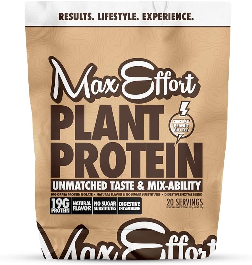 MAX EFFORT植物蛋白質の粉、19 G のエンドウ豆蛋白質、植物は、グルテンフリー、低カルブ、蛋白質の揺れかスムージー ミックス、食事の取り替え、心配無し、砂糖の置換物無し、チョコレートピーナツのバター、20 Srvg を基づかせていました