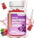 Saffron Gummies、10 in 1 Saffronはマグネシウム、Ashwagandha&Rhodiola Rosea、砂糖無料ビーガン混合ベリー味 - 60Ctsとグミを補います