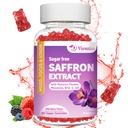Saffron Gummies、10 in 1 Saffronはマグネシウム、Ashwagandha&Rhodiola Rosea、砂糖無料ビーガン混合ベリー味 - 60Ctsとグミを補います