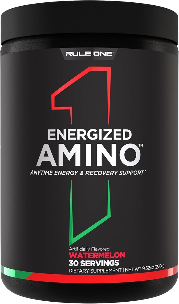 Rule 1 Energized Amino – BCAAs、グルタミン、Citrulline、ベータアラニン、グリーンコーヒー&ティーリーフ抽出物からカフェイン(30サービング、スイカ)
