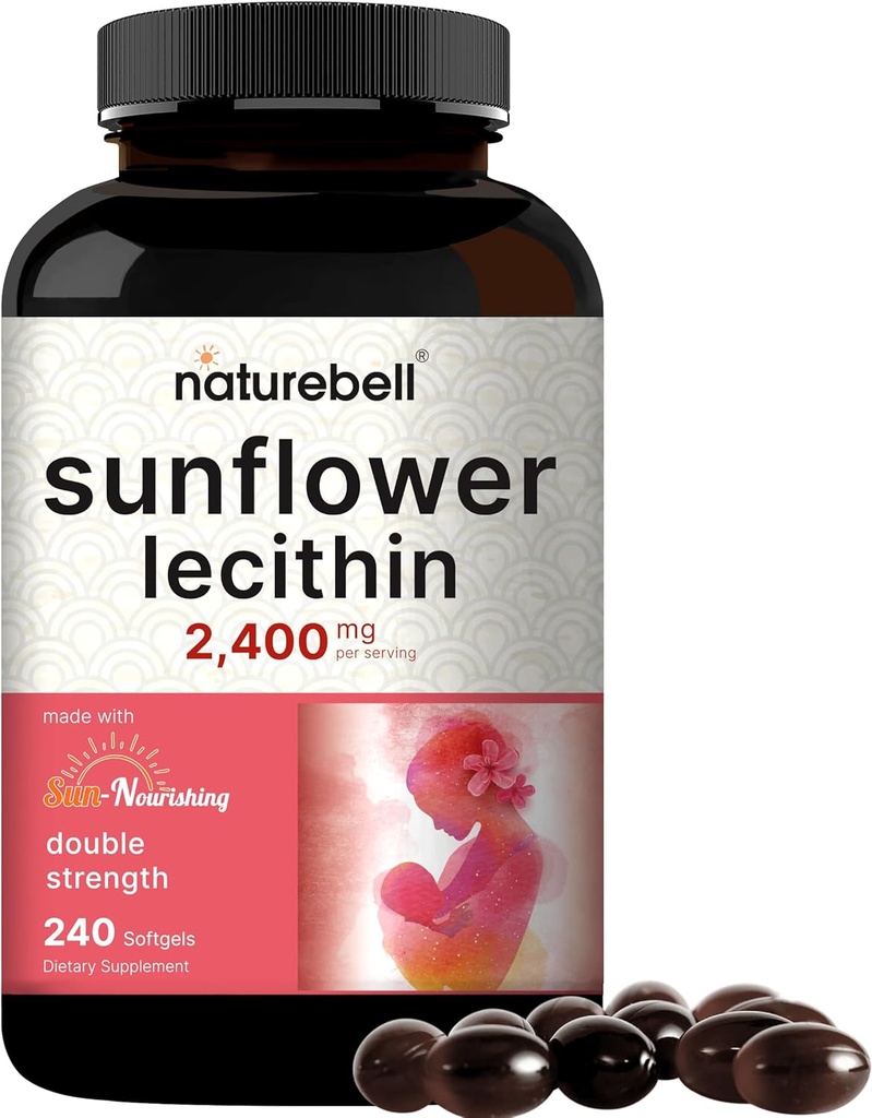 NatureBell Sunflower Lecithin 2,400mg, 240 Softgels | 非GMOヒマワリ種子油で注入 - フォスファチジルコリンで豊富な - いいえ大豆、グルテンフリー