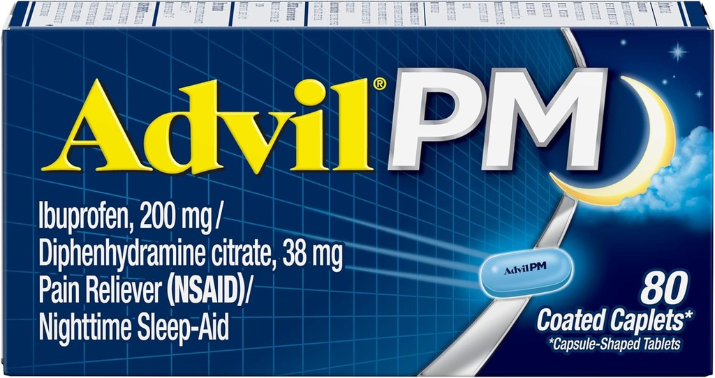 Advil PMの痛みのRelieverおよび夜間睡眠の援助、痛みの軽減のためのIbuprofenの痛みの薬および睡眠の援助のためのDiphenhydramineのクエン酸塩- 80の計算(2)のパック