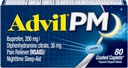 Advil PM Pain Reliever and Nighttime Sleep Aid, Pain Medicine with Ibuprofen for Pain Relief and Diphenhydramine Citrate for a Sleep Aid - 80 Count (Pack of 2)