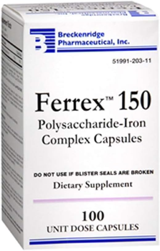 FERREX 150 Polusaccharide-Iron Complex Capsules 100 Count