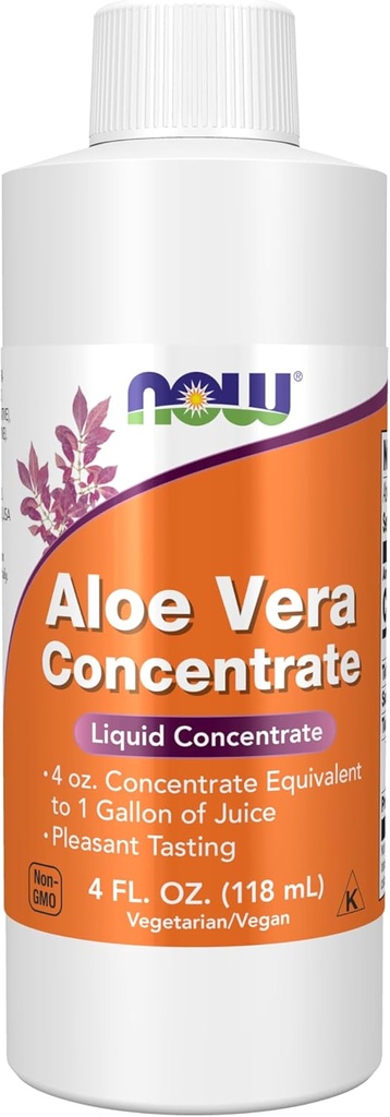 NOW Foods Supplements, Aloe Vera Concentrate (40:1 Concentrate Contains Active Polysaccharides), 4-Ounce