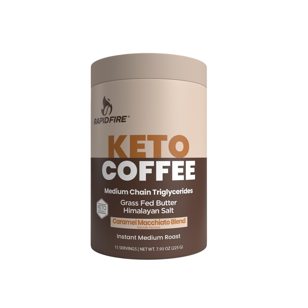 Rapidfire Keto Coffee Instant Coffee Mix, Caramel Macchiato Flavor, 7.93 Ounce (255g), 15 サービング