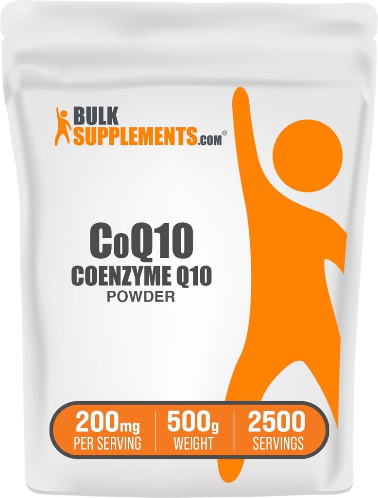 BulkSupplements.com Coenzyme Q10パウダー - Coenzyme Q10 200mgサプリメント、栄養補助食品 - グルテンフリー、給食当たり200mg、500g(1.1ポンド)(パッケージ1)