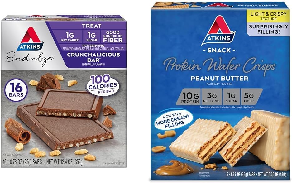 AtkinsのEndulgeのCrunchaliciousチョコレート バー、ピーナッツのバターの蛋白質のウエファーのCrispの束、16の計算、5の計算