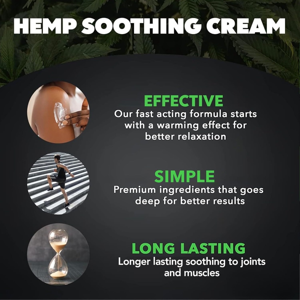 Super Natural Goods Magic Hemp Cream Maximum Strength (8oz) with Hemp Oil, Arnica, Turmeric & Menthol – Cooling Rub for Back, Neck, Knees, Shoulders, and Muscles – Moisturizing and Refreshing Cream