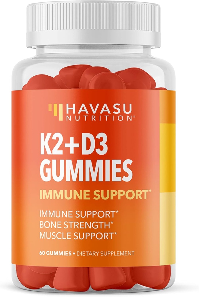HAVASUの栄養のビタミンD3 K2のグミ、ラズベリー、60ct