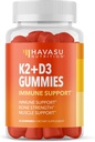 HAVASUの栄養のビタミンD3 K2のグミ、ラズベリー、60ct