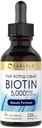 Carlyle Biotin 5000mcg 液滴 | 4 fl oz | レディース・男性向け | ベリーフレーバー | 美フォーミュラ | ベジタリアン・非GMO・グルテンフリー対応サプリメント