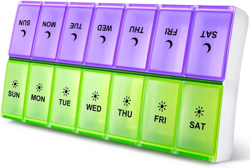 DANYING Extra Large Pill Organizer 2 日、XL Weekly Pill Box、AM PM Pill Case、Pill Container 7 Day、ビタミン Case Twice a Day