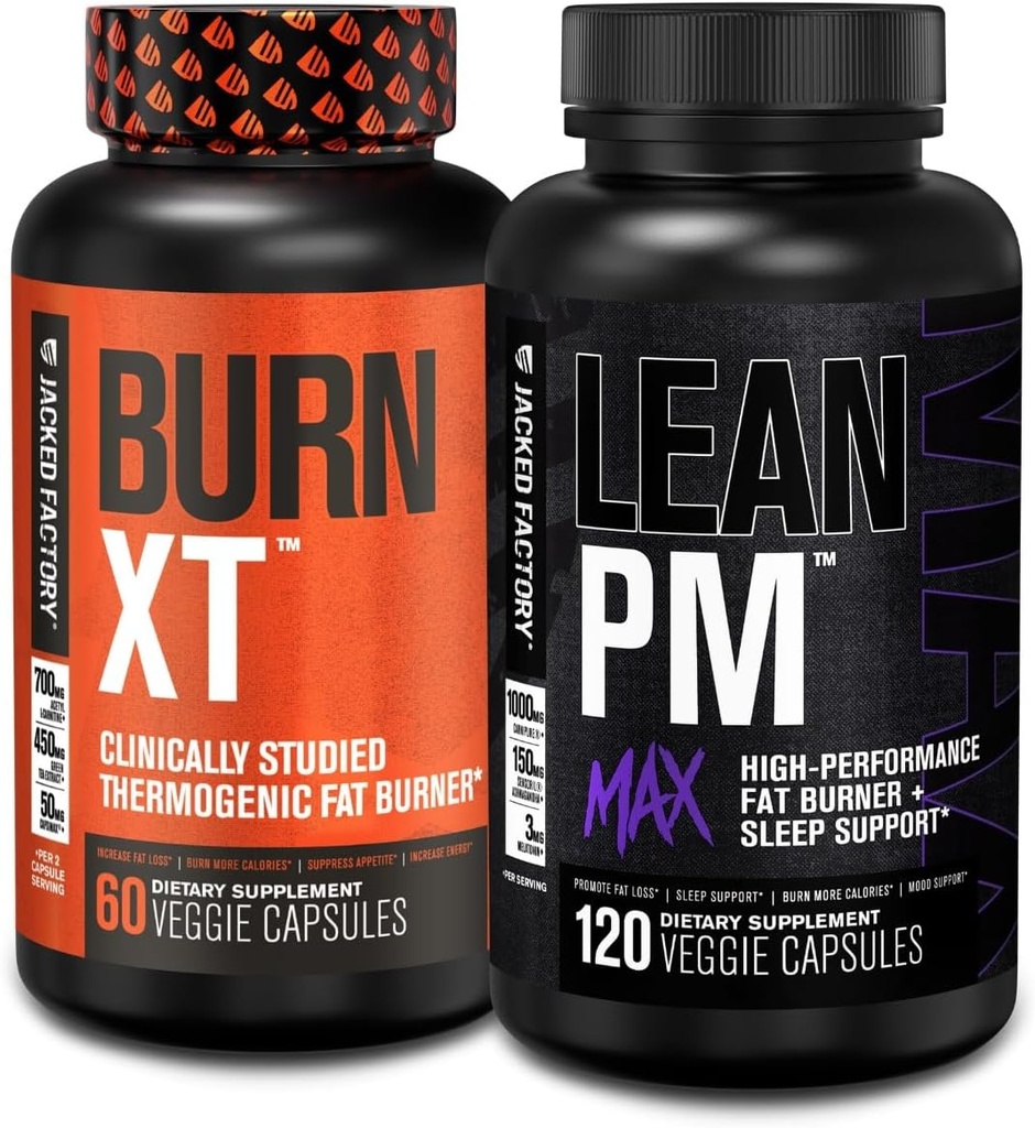 ジャック工場バーン-XT 臨床的に血中体重減少(60カプセル) - Lean PM MAX Sleep Aid(120カプセル) 食欲抑制(180カプセル)