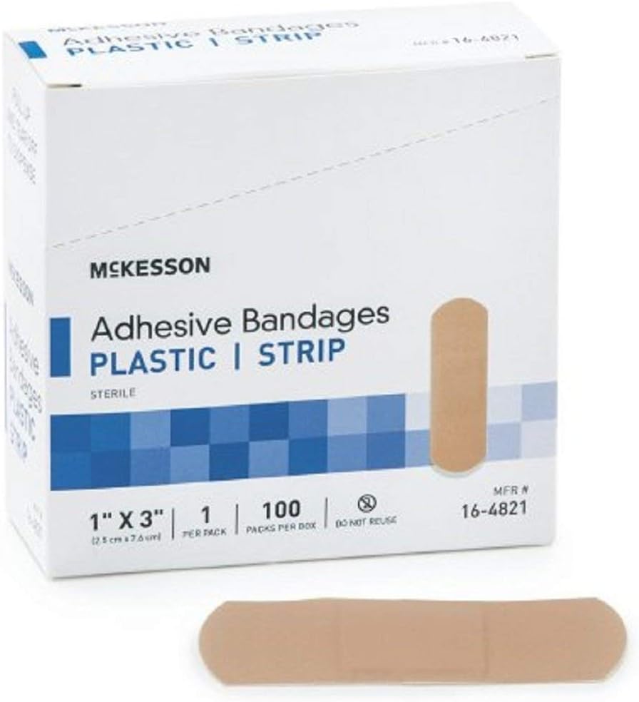 McKesson - 粘着ストリップMcKesson 1 X 3インチのプラスチック長方形のタンの生殖不能 - 100/Box - McK