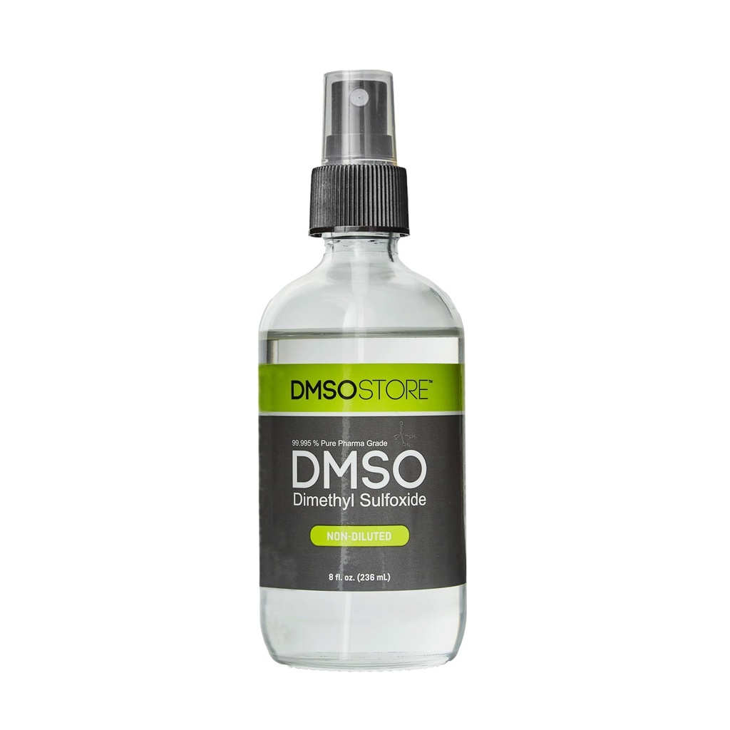 DMSO 8 オンス 滅菌ガラススプレーボトルの液体、純粋な99.995%ファーマグレード、非希釈、低臭気、DMSOストア製ジメチルスルホキシド