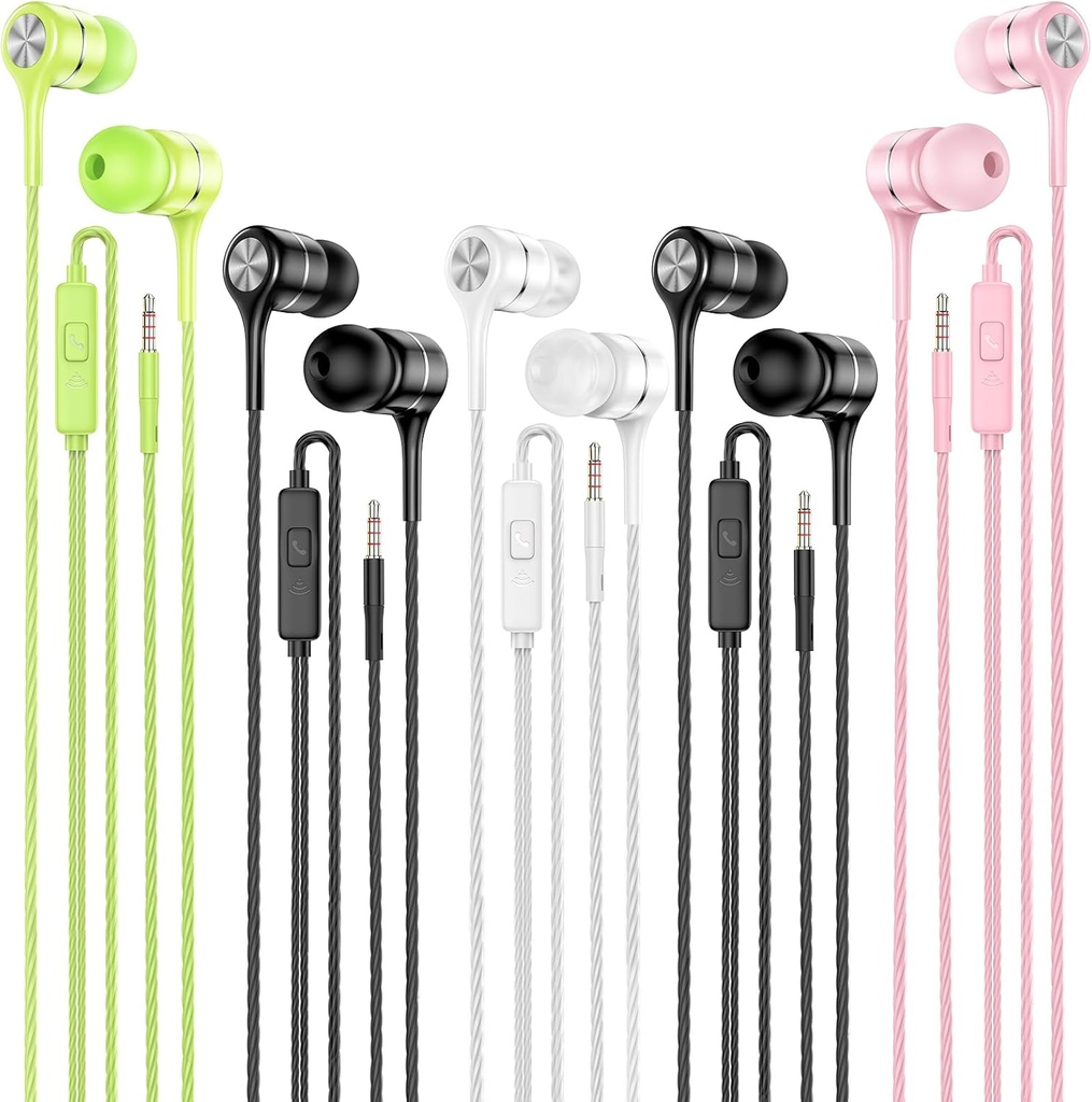 iPad、ラップトップ、MP3、人間の特徴をもつSmartphone、適合すべての3.5mmのジャック装置と互換性がある重低音が付いているマイクロフォン5のパックが付いているワイヤーで縛られたイヤフォン、