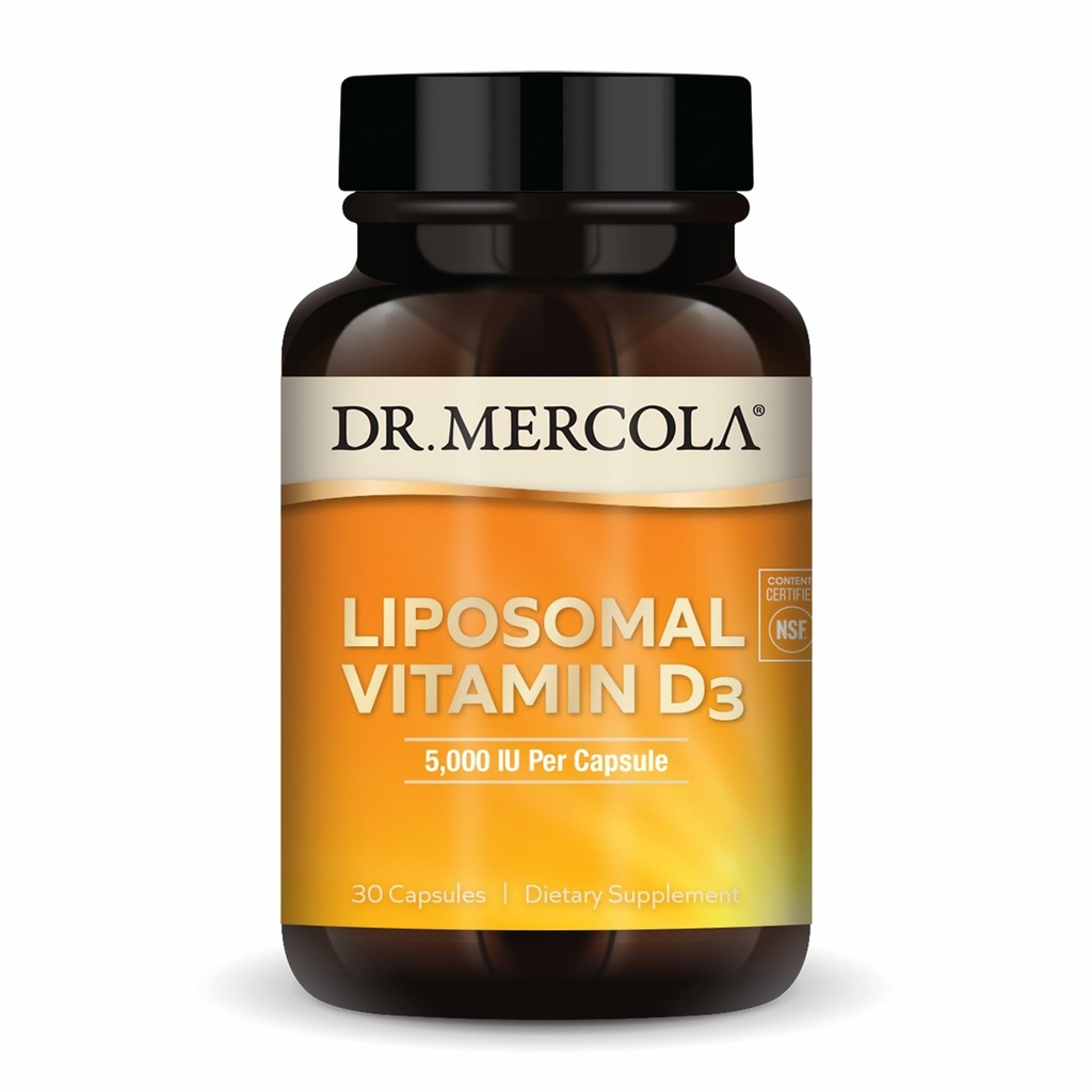 Dr. Mercola Liposomal Vitamin D3 - ハート、骨と免疫の健康をサポート - 5,000 IU / サービング - 非GMO、大豆フリー&グルテンフリー - 30カプセル(30サービング)