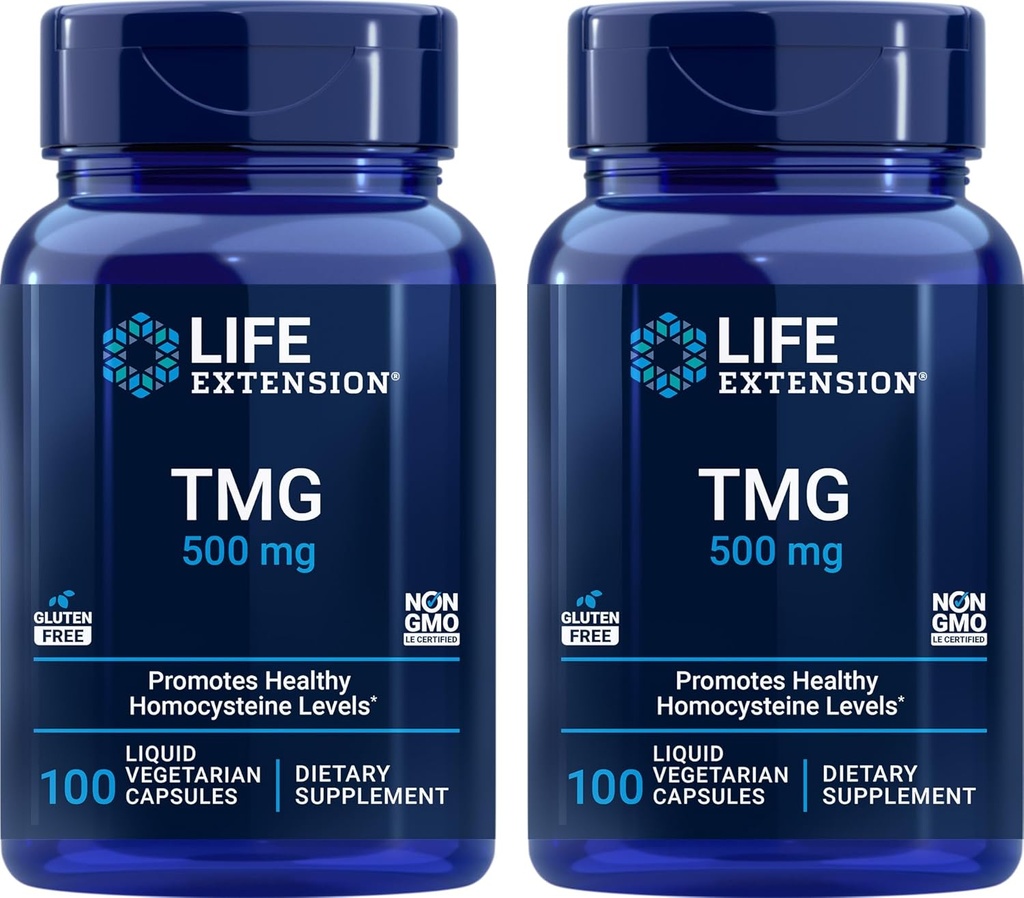 ライフエクステンションTMG 500mg、100液体ベジキャップ(パッケージ2) - トリメチルグリシン(グリシンベテーヌ)サプリメント - グルテンフリー、非GMO、ベジタリアン