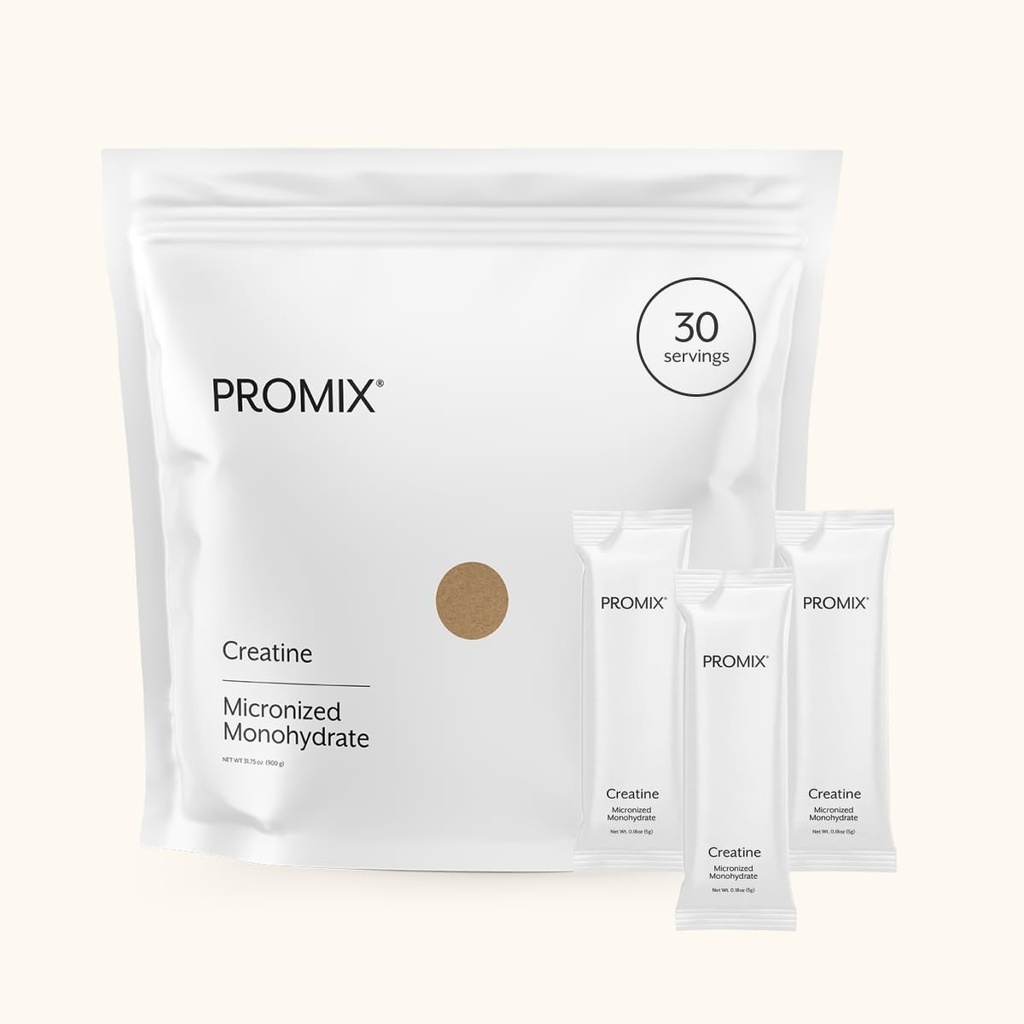 ProMix栄養クレアチンモノハイドトラベルパック、男性と女性のための微粉化クリーンクレアチンの5g、サポート筋肉の成長と回復、ビーガン - 30サービング