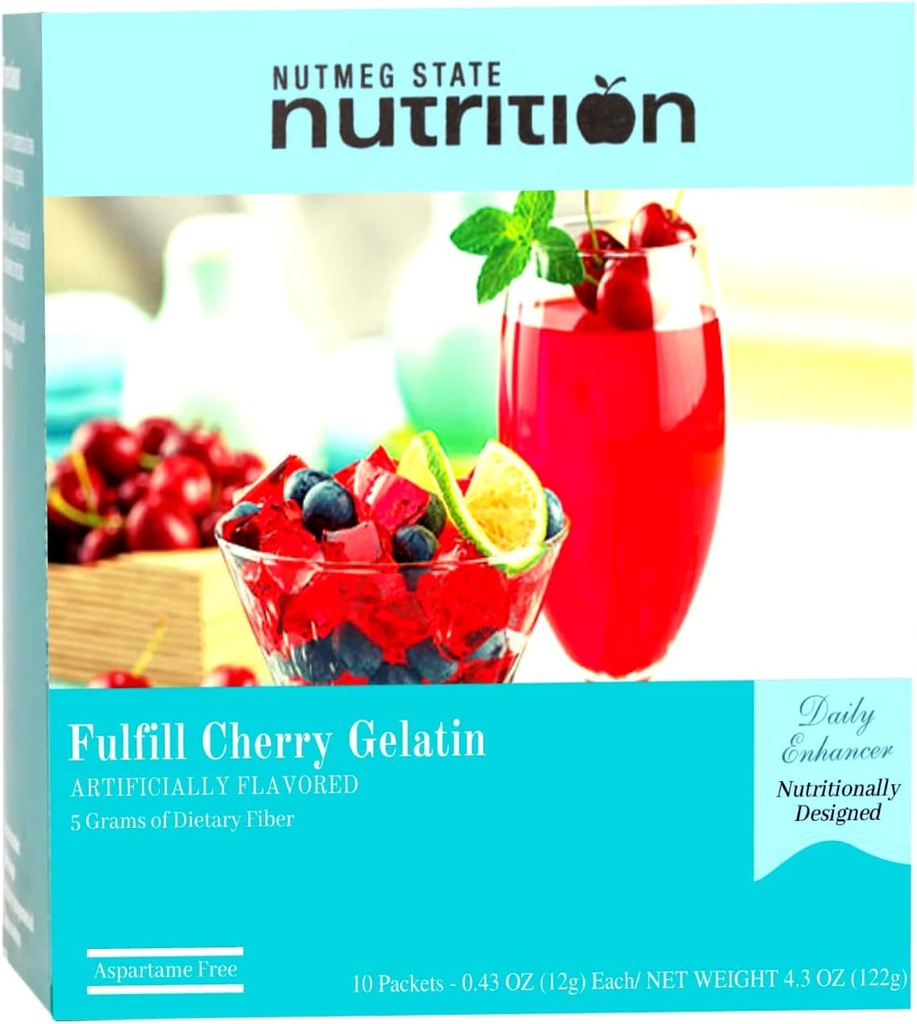 Nutmeg州の栄養 - 高繊維ドリンクミックス、低カロリー、脂肪フリー、Decaffeinated、砂糖フリー、自然に風味付けされた、理想的なタンパク質互換性のある、アスパルテームフリー、ボックスあたり10サービング(チェリーゼラチン)
