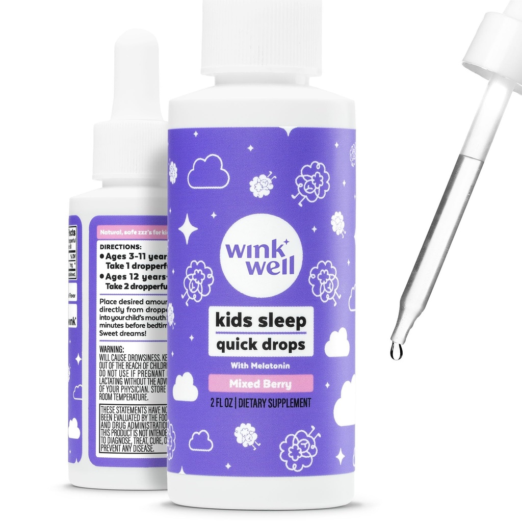ウィンクウェルキッズ液体メラトニンドロップ - 天然の赤ちゃんの眠りは、トドルスリープエイド1mg/サービングなしの適応性子供用液体メラトニン - 2オズ