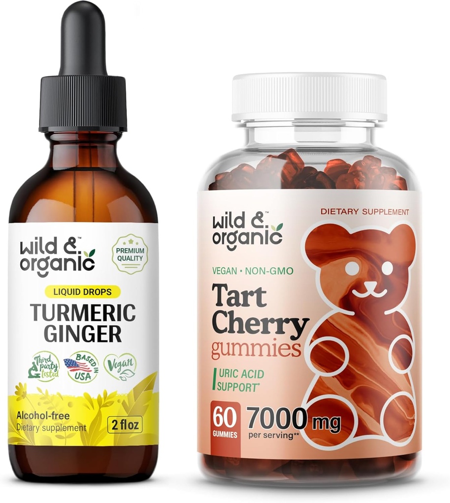ワイルド&オーガニックターメリックジンジャーTincture 2 fl oz&Tartチェリーグミー