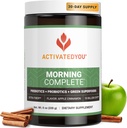 ACTIVATEDYOUモーニングフルデイリーウェルネスグリーンスーパーフードドリンクミックス for Gut Health w/Prebiotics, Probiotics, Antioxidants, Green Superfoods, 10 Billion CFUs, 30 サービング (Apple Cinnamon)