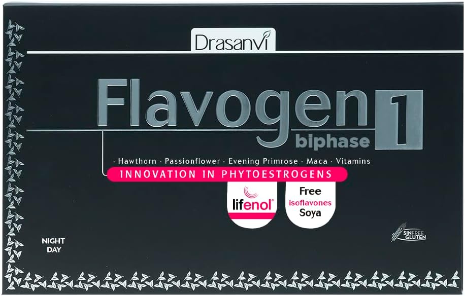 Drasanvi FlavogenのBiphase 30は580mgの日および580mgの30のタブレット夜-ヘルスケア-ビタミン-食糧補足-日-夜-疲れ-マカ-ビタミンB6、AおよびDを錠剤にします。